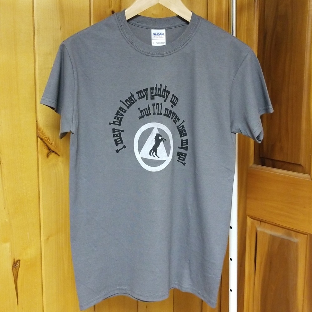 Mens Handmade Giddy Up and Go Tee in Gray